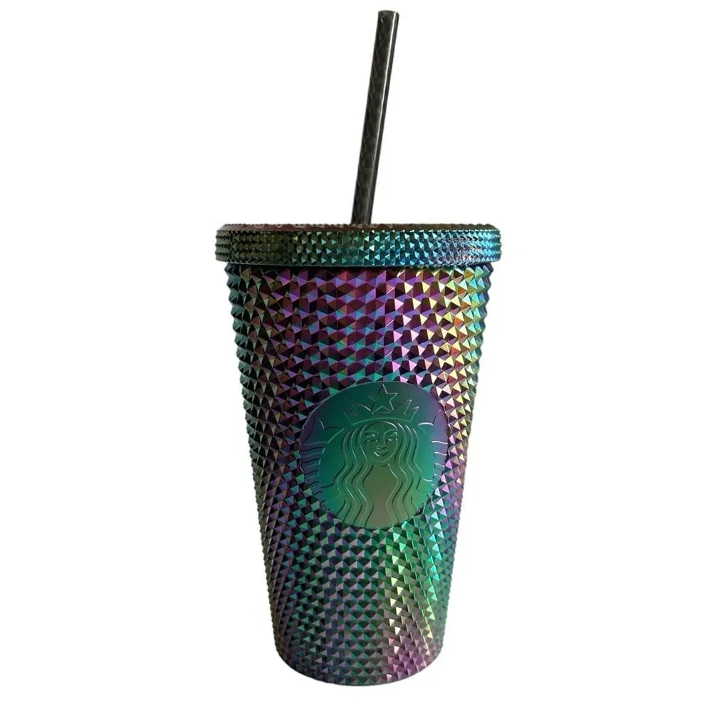 OIL SLICK Starbucks NWT Cold Cup Tumbler Grande Studded Rainbow Halloween 16 oz